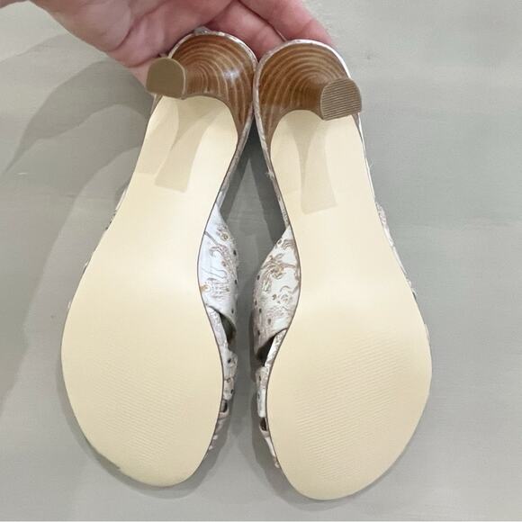 Steve Madden P-Kiss Heels Satin Floral Sparkle Slip On Sandal Open Toe 7.5 - Picture 6 of 7